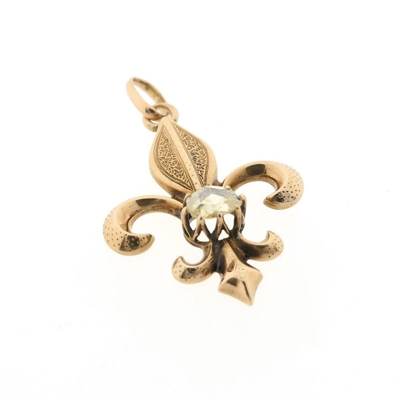 Image 3 of Rose gold French lily pendant with rose-cut diamond | Approx. 0.30 ct.