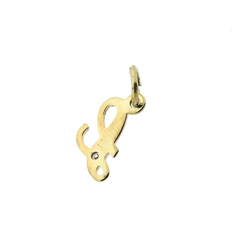 Image 2 of Two-tone gold pendant of the letter L with diamond; 0.01 ct.