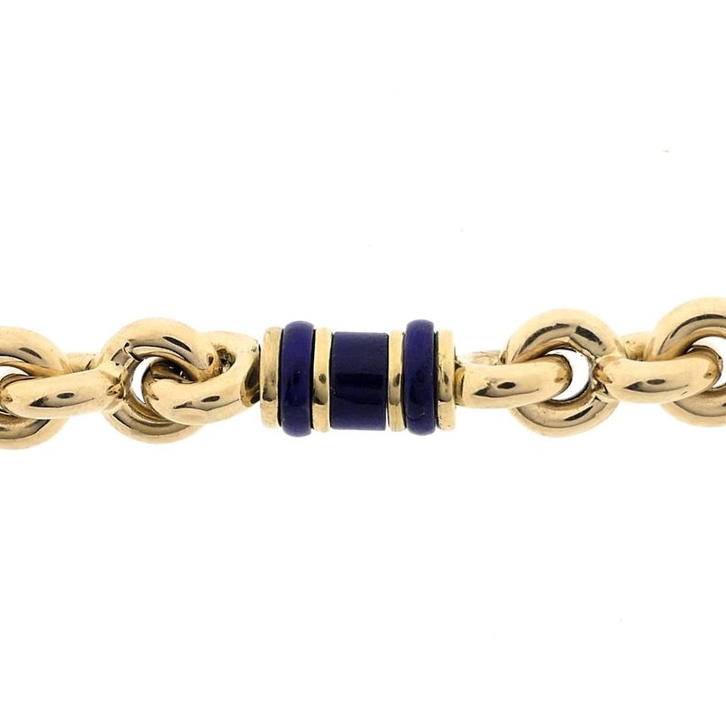 Image 5 of Vintage gold jasseron link bracelet with lapis lazuli