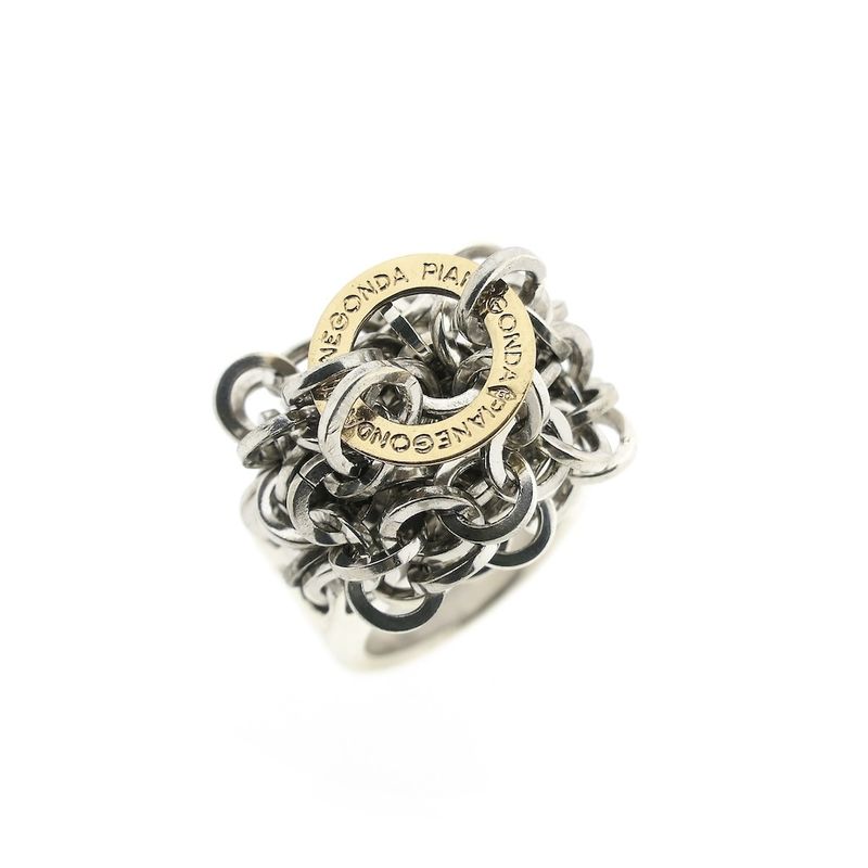 Image 1 of Silver ring with an 18-karat gold circle; Pianegonda