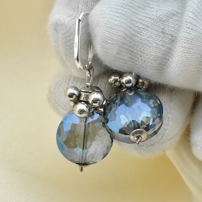 Image 3 of Silver earrings with blue stones