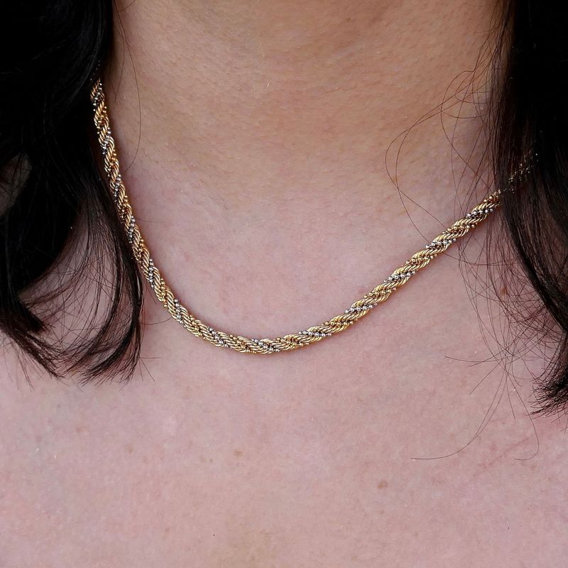 Afbeelding 8 van Bicolor gouden gedraaide schakelketting