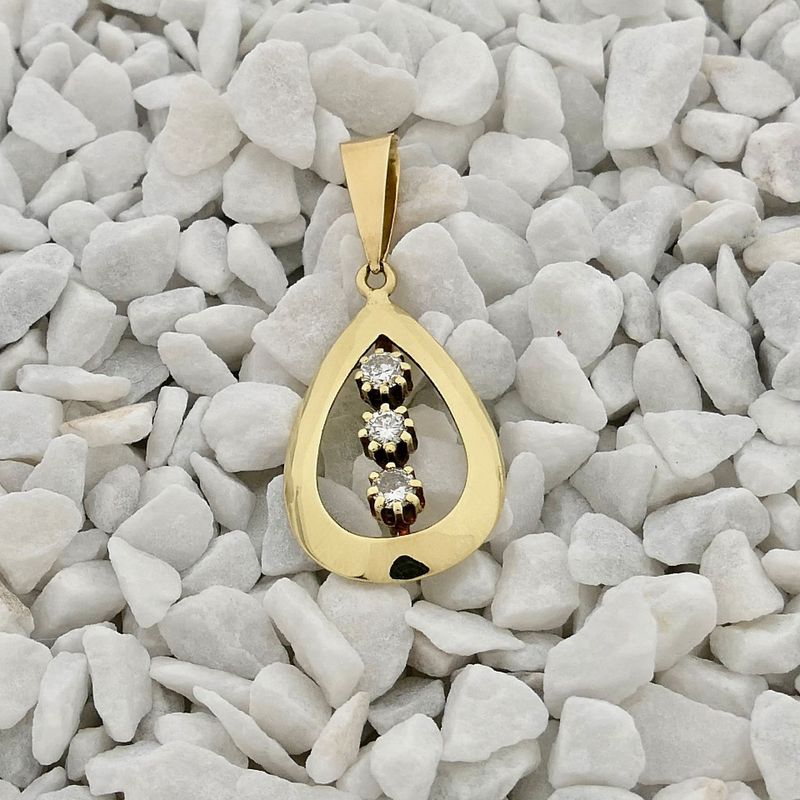 Afbeelding 2 van Gouden hanger met diamanten; 0,30 ct.
