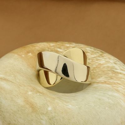 Image 2 of Two-tone gold crossover ring