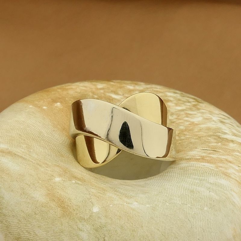 Image 2 of Two-tone gold crossover ring