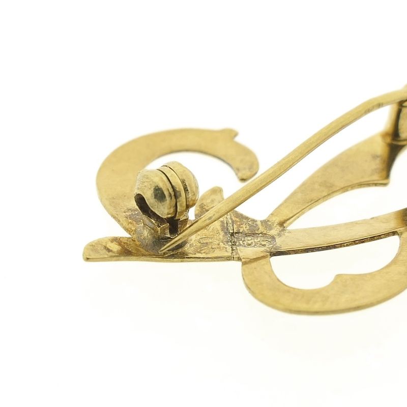 Image 7 of Vintage gold brooch; Letter C