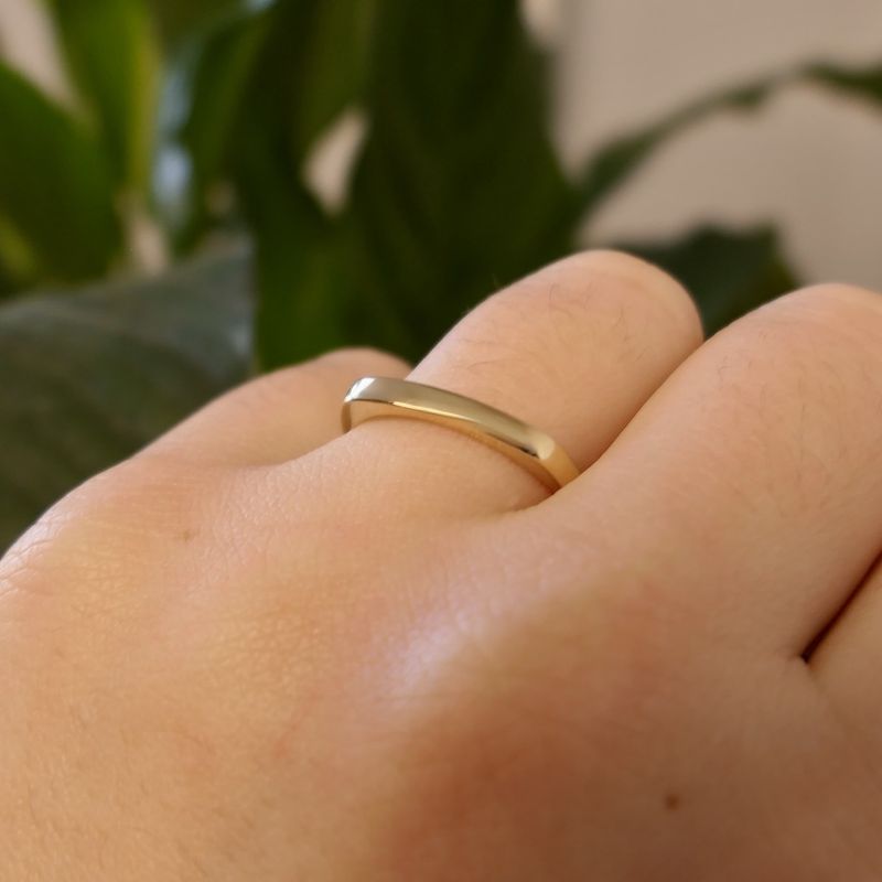 Image 10 of Two-tone gold square solitaire ring with diamond; 0.01 ct.