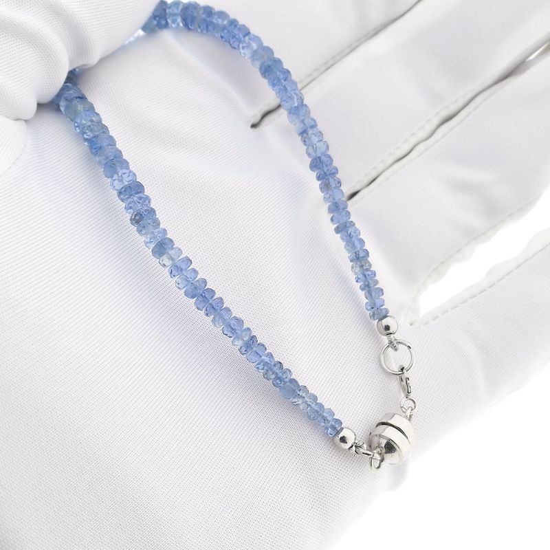 Image 8 of Light blue topaz bead bracelet with white gold clasp