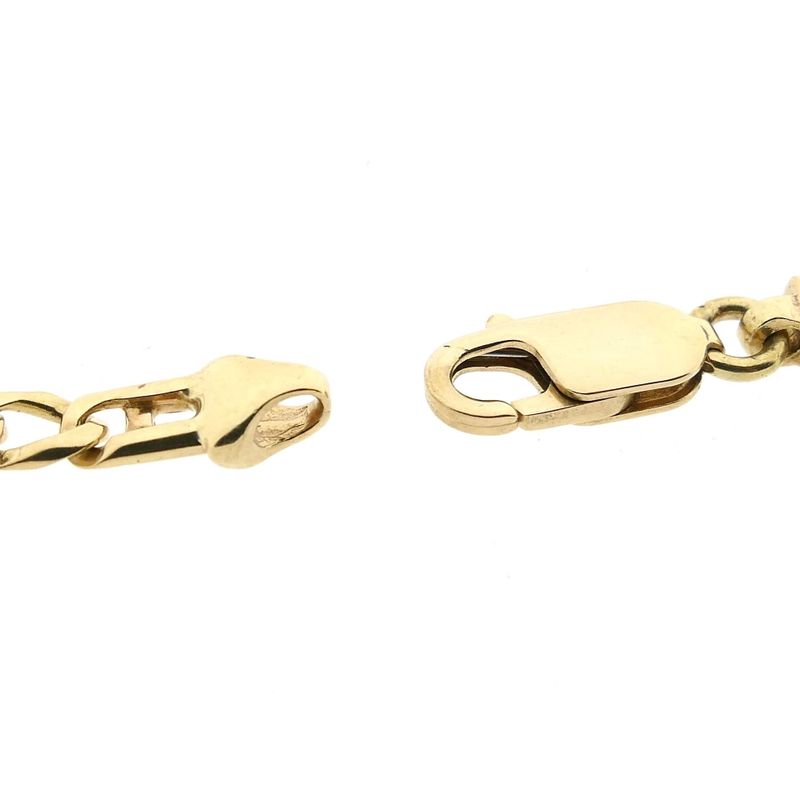 Afbeelding 3 van Gouden valkenoog schakelketting met witgouden wiebertjes