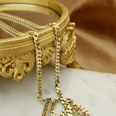 Image 2 of Gold flat gourmet link chain | 46.5 cm
