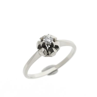 Image 1 of White gold solitaire ring with diamond | 0.10 ct.