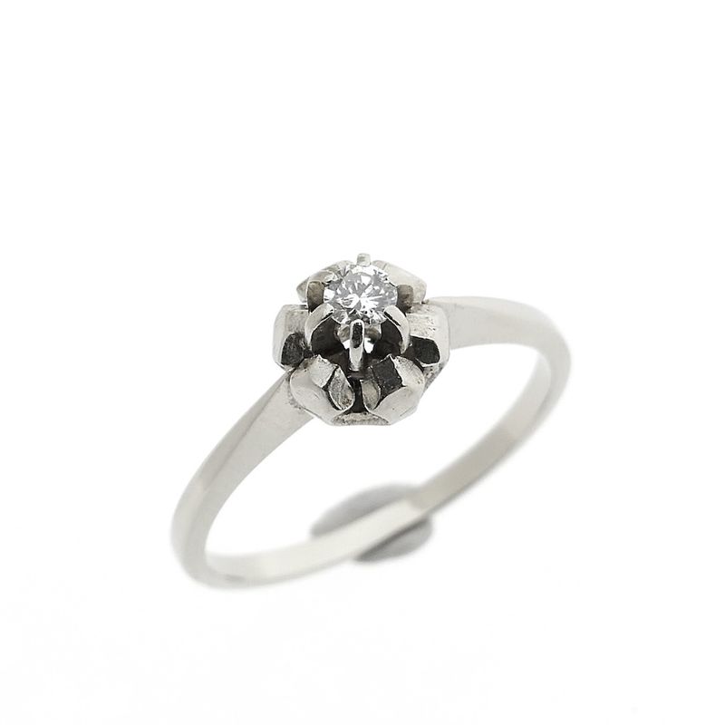 Image 1 of White gold solitaire ring with diamond | 0.10 ct.
