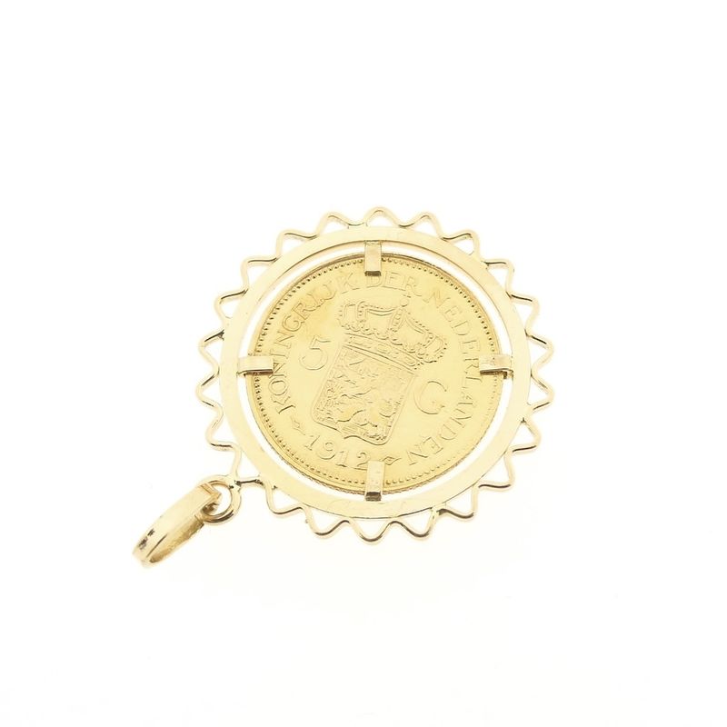 Image 4 of Gold pendant of a gold fiver; Queen Wilhelmina 1912