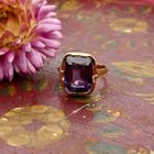Image 2 of 14K Yellow Gold Ring with Purple Gemstone; Size 17.25