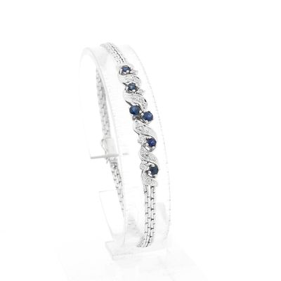 Image 1 of White Gold Cardano Link Bracelet with Sapphire & Diamonds