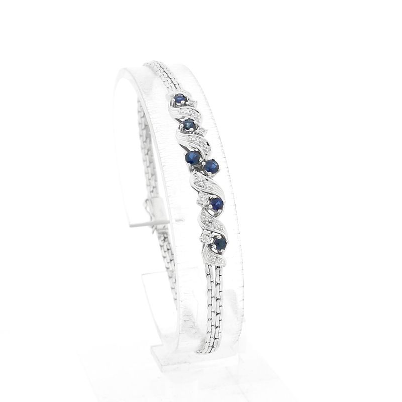 Image 1 of White Gold Cardano Link Bracelet with Sapphire & Diamonds