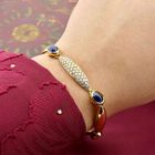 Image 3 of Gold fantasy link bracelet with sapphire and diamonds; 0.93 ct.
