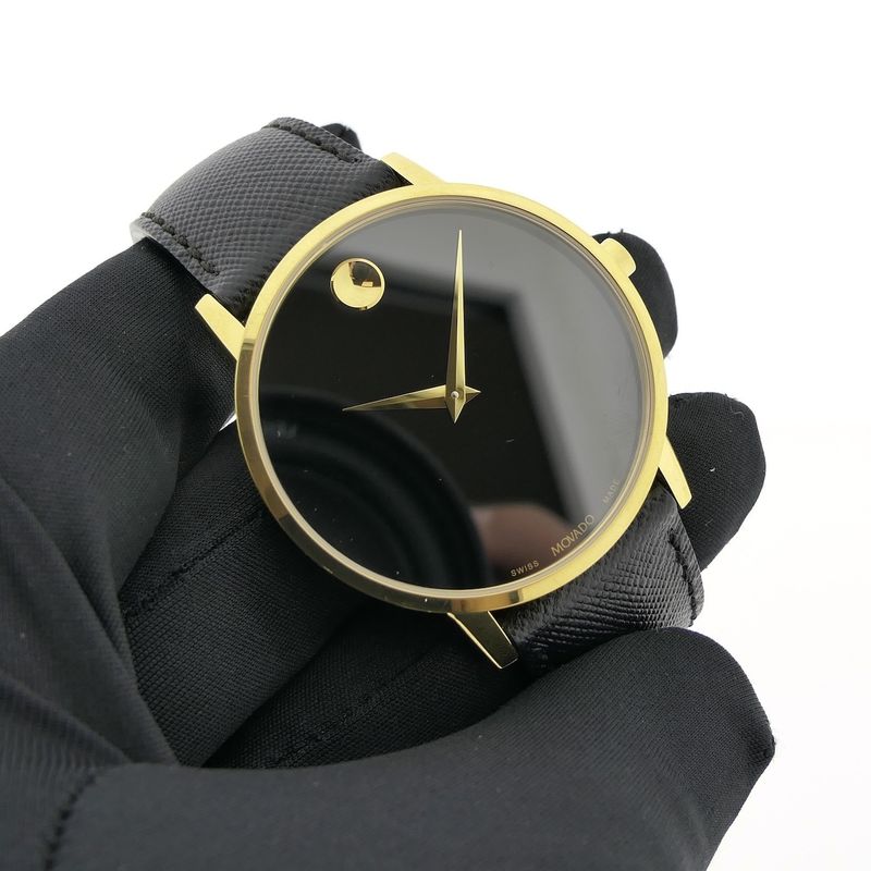 Image 5 of Movado Museum Classic; Gold-plated men's watch with black dial; 0607195