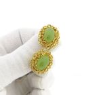 Image 11 of 18 Krt. Gold Clip-On Earrings with Chrysoprase