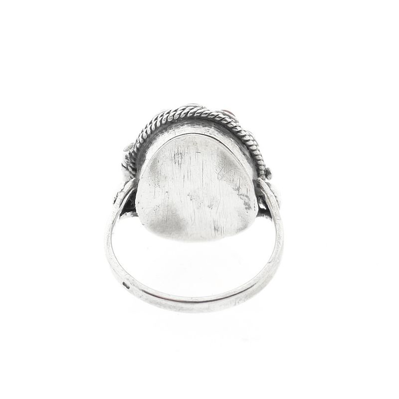 Image 5 of Vintage silver locket ring with blood coral