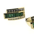 Image 3 of Gold stud earrings with emerald and diamonds; 1.92 ct.