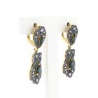 Image 2 of Gold/silver earrings with sapphire and diamond; Approx. 0.52 ct.