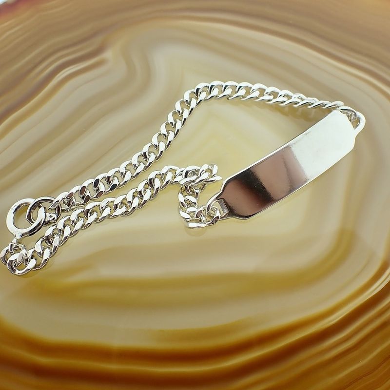 Image 2 of Silver gourmet bracelet with engraving plate | 18.5 cm