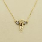 Image 4 of Gold anchor link necklace with a fixed pendant; Angel with zirconia | 45 cm