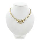 Afbeelding 1 van Bicolor gouden fantasieschakel collier met saffier | 44 cm