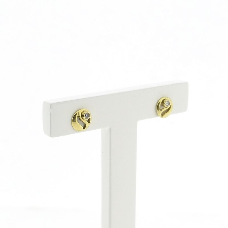 Image 3 of Gold stud earrings with zirconia