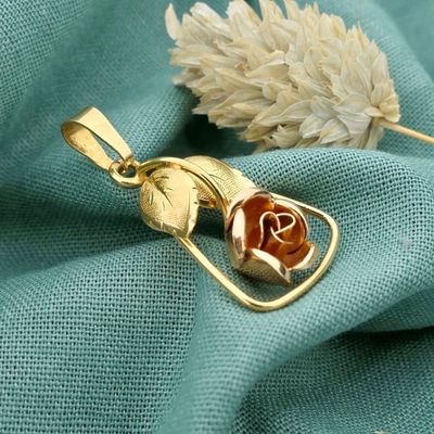 Image 2 of Two-tone gold rose pendant