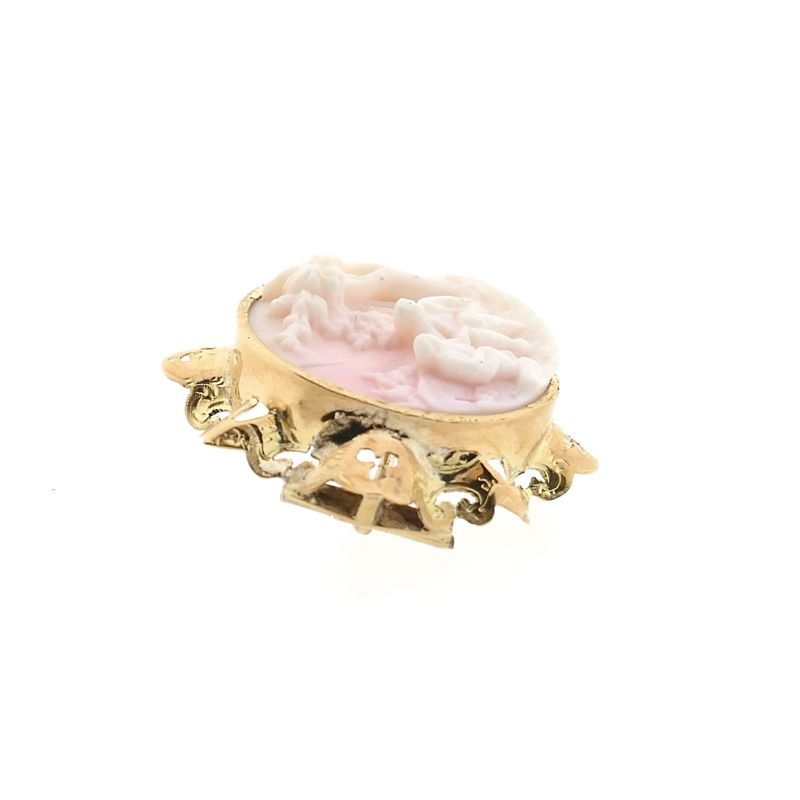 Afbeelding 8 van Antiek gouden broche met roze camee