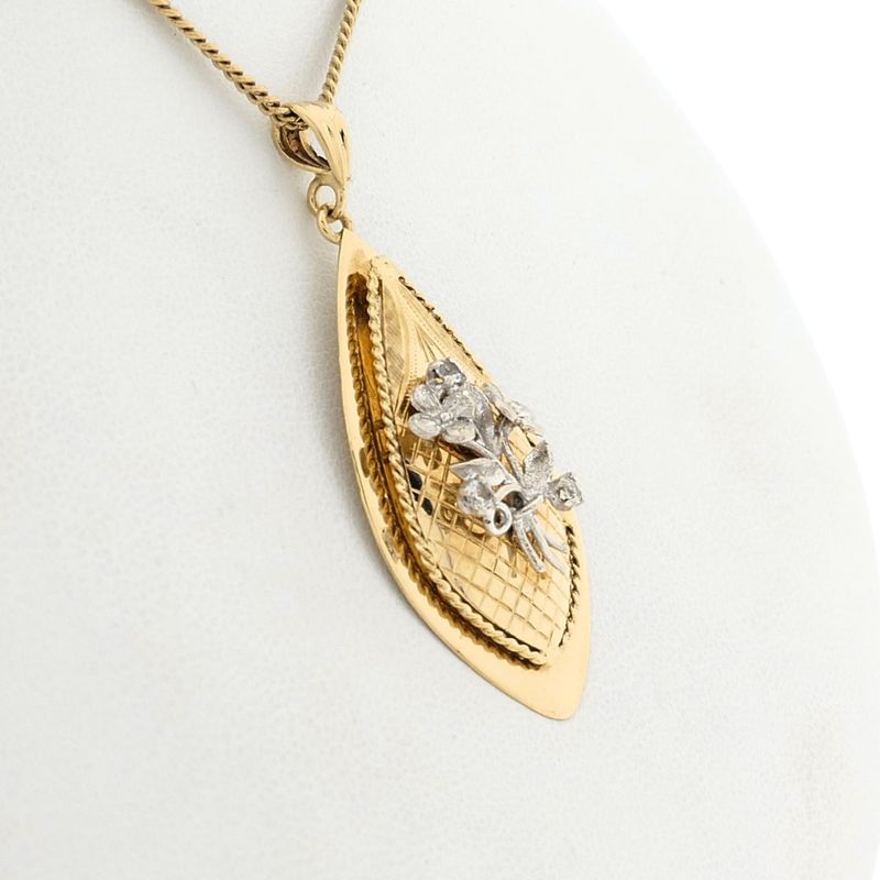 Image 7 of Bicolor Floral Gold Pendant with Zirconia