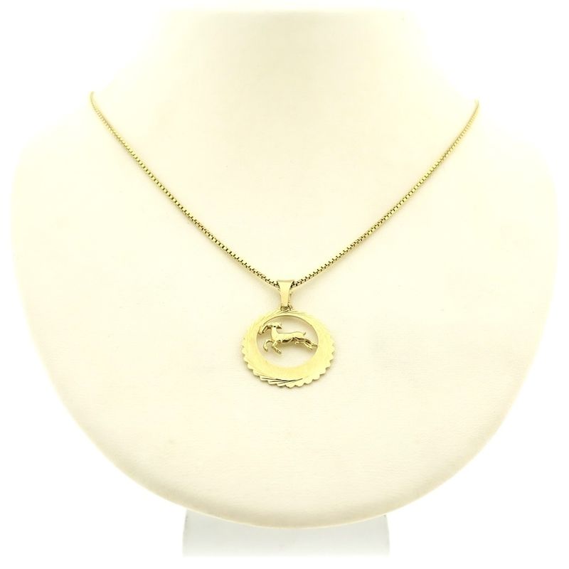 Image 9 of Gold zodiac sign pendant; Capricorn