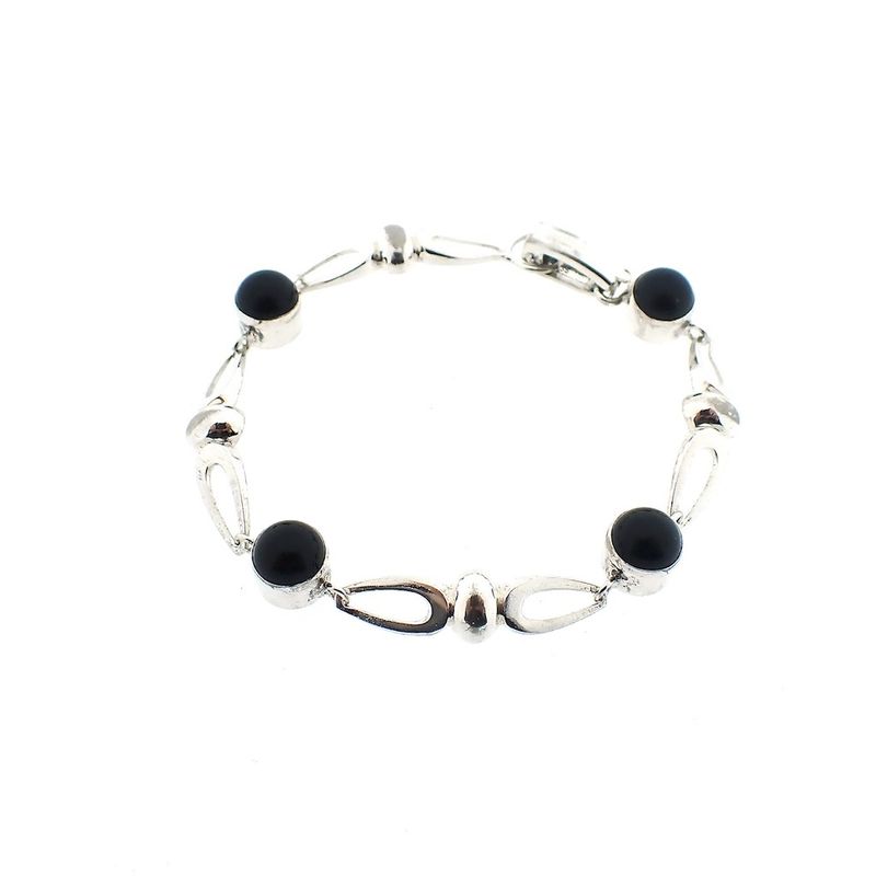Image 1 of Silver fantasy bracelet with onyx | 19 cm