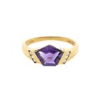 Image 7 of Gold ring with amethyst and diamond | 0.03 ct.