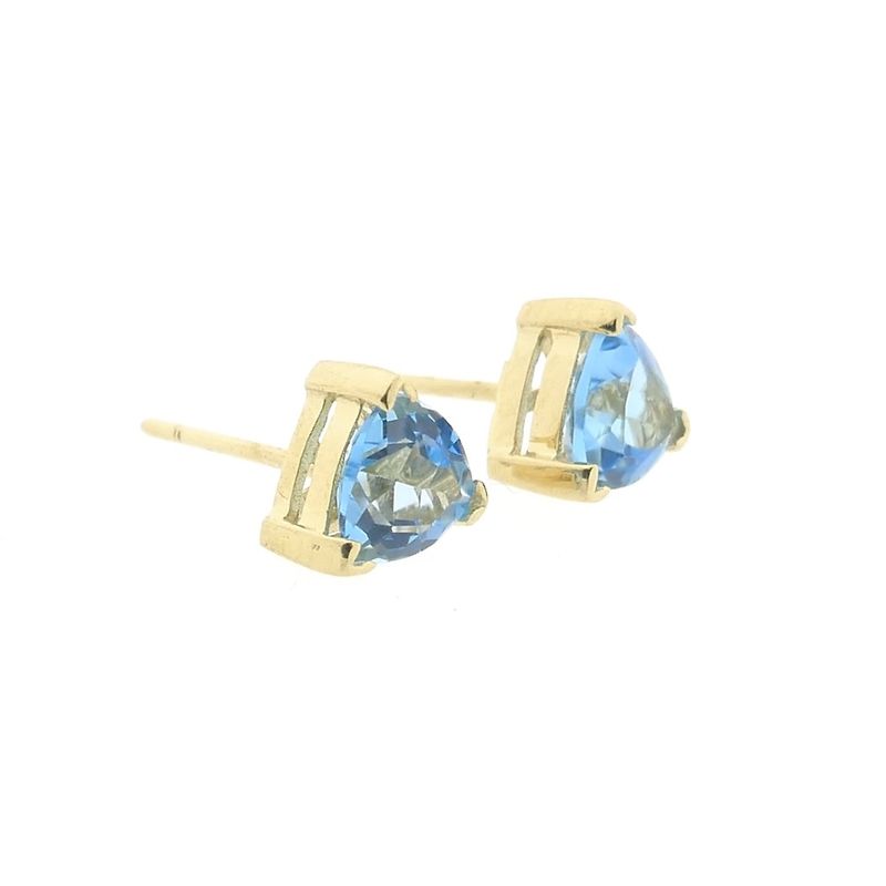 Image 7 of Gold stud earrings with blue topaz