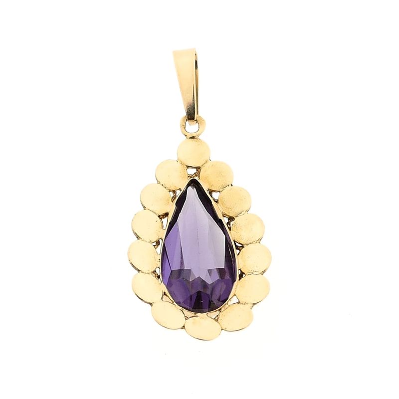 Image 6 of Gold Pendant with Synthetic Purple Gemstone