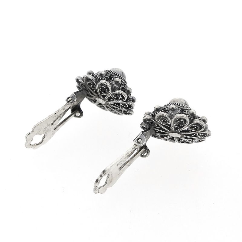 Image 4 of Silver clip-on earrings with a Zeeland button | Antique
