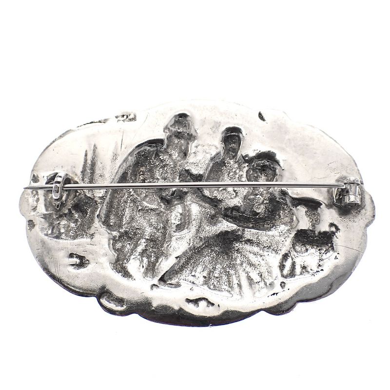 Image 5 of Silver brooch with scene