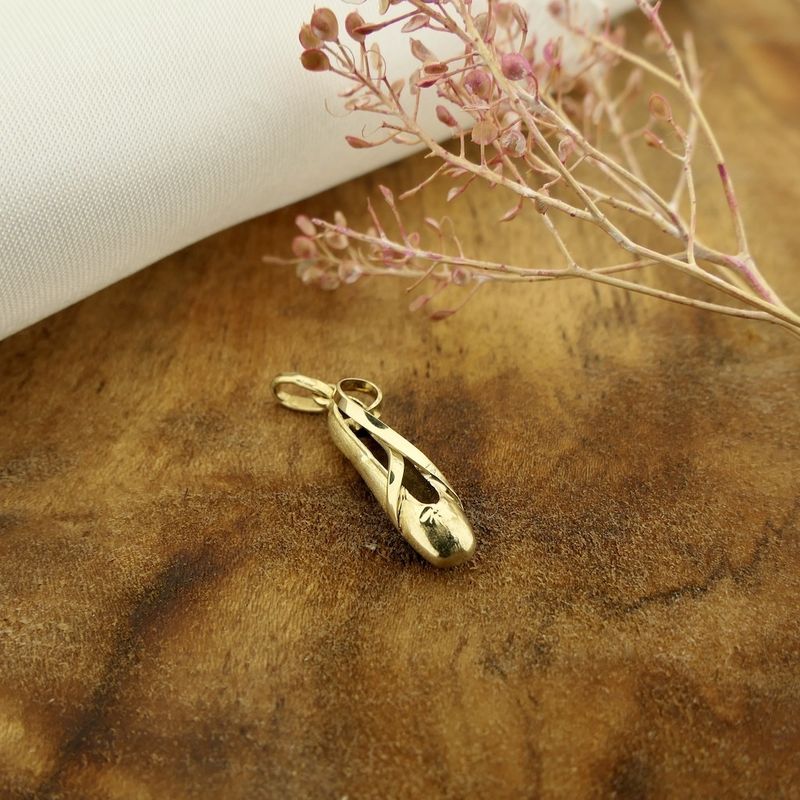 Image 2 of Gold pendant of a ballet shoe
