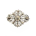 Afbeelding 1 van Zilveren Art-Nouveau broche gezet met roos geslepen diamanten