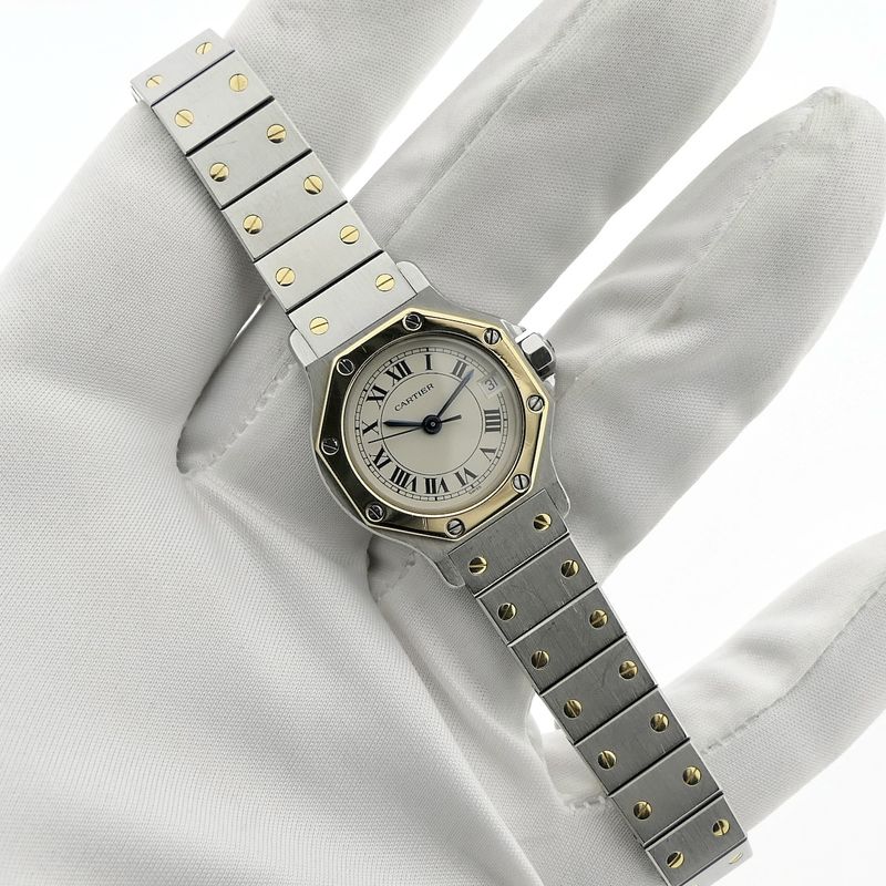 Image 8 of Cartier Santos Octagon 187903; Women's watch in 18k gold and steel