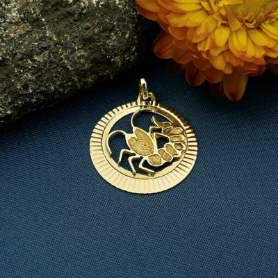 Image 2 of Gold zodiac sign pendant; Cancer