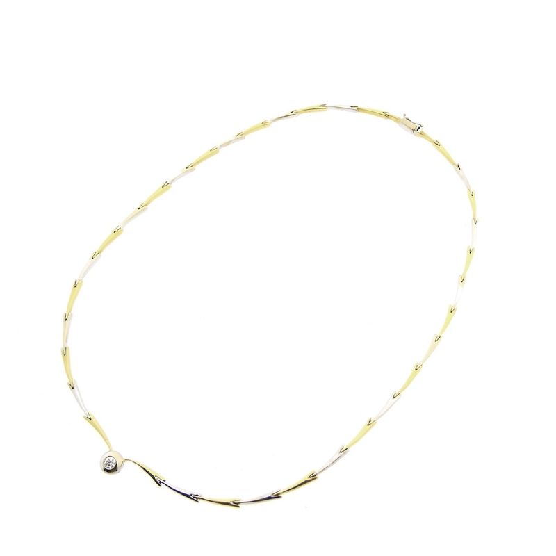 Image 9 of Two-tone gold necklace with diamond; 0.16 ct.