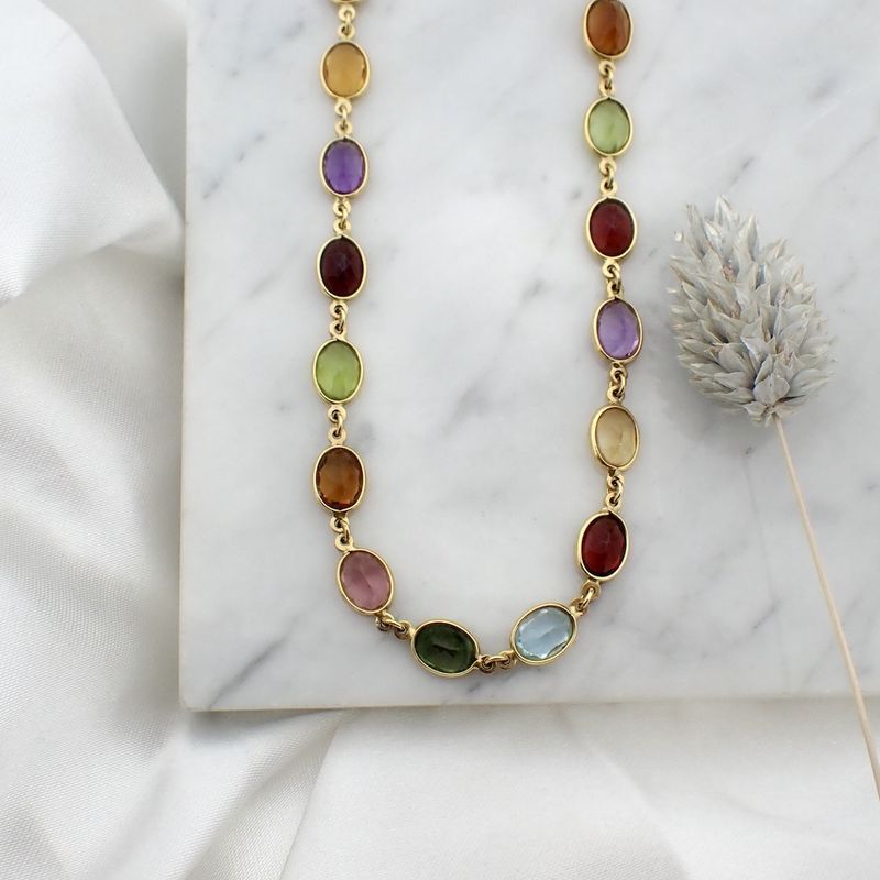 Image 2 of Gold necklace with a mix of gemstones