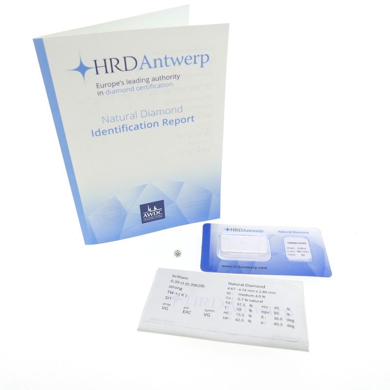 Image 2 of 0.39 ct. Brilliant cut diamond K/SI1 + HRD Certificate - Natural diamond