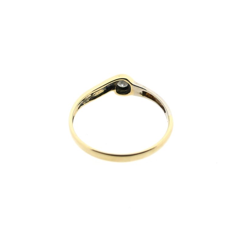 Afbeelding 5 van Bicolor gouden ring met diamant; 0,10 ct.