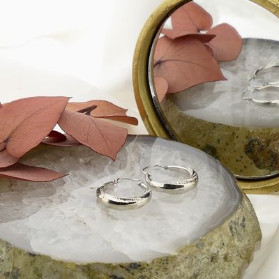 Image 2 of Vintage white gold hoop earrings