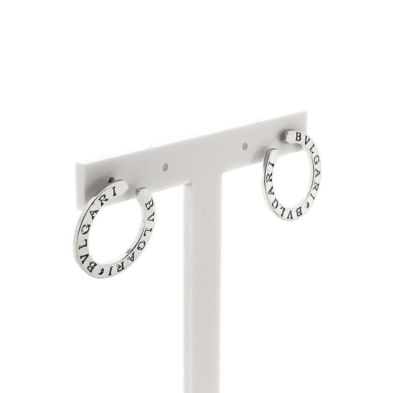Image 1 of White gold earrings; BVLGARI lookalike